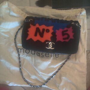 Chanel comic 2014 shearling and leather bag New